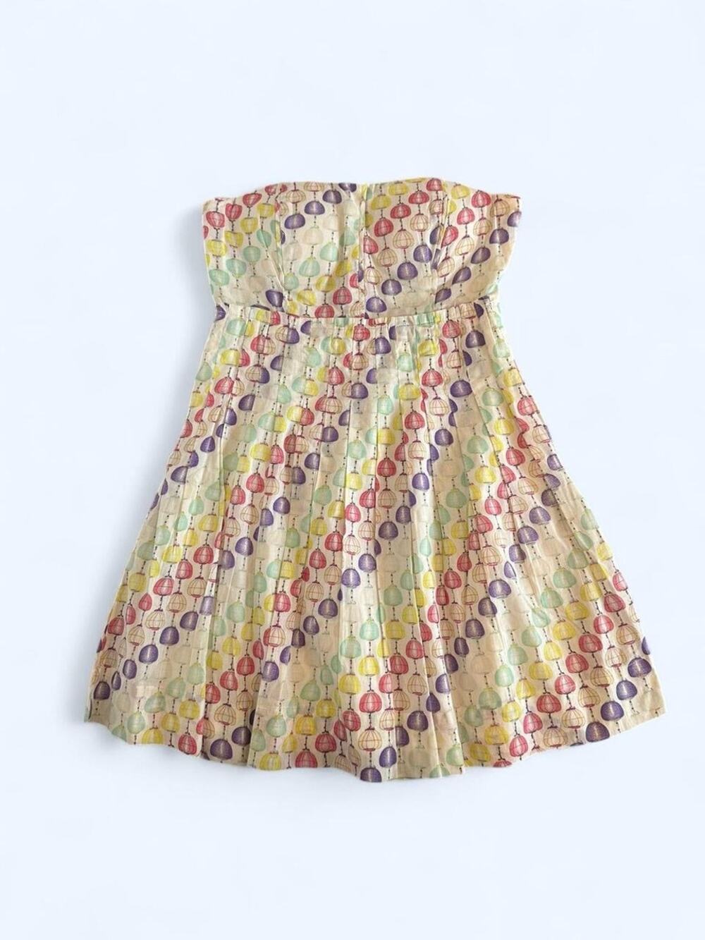 NWT American Rag Catalina Strapless Multicolor Lantern Print Cotton Dress XS